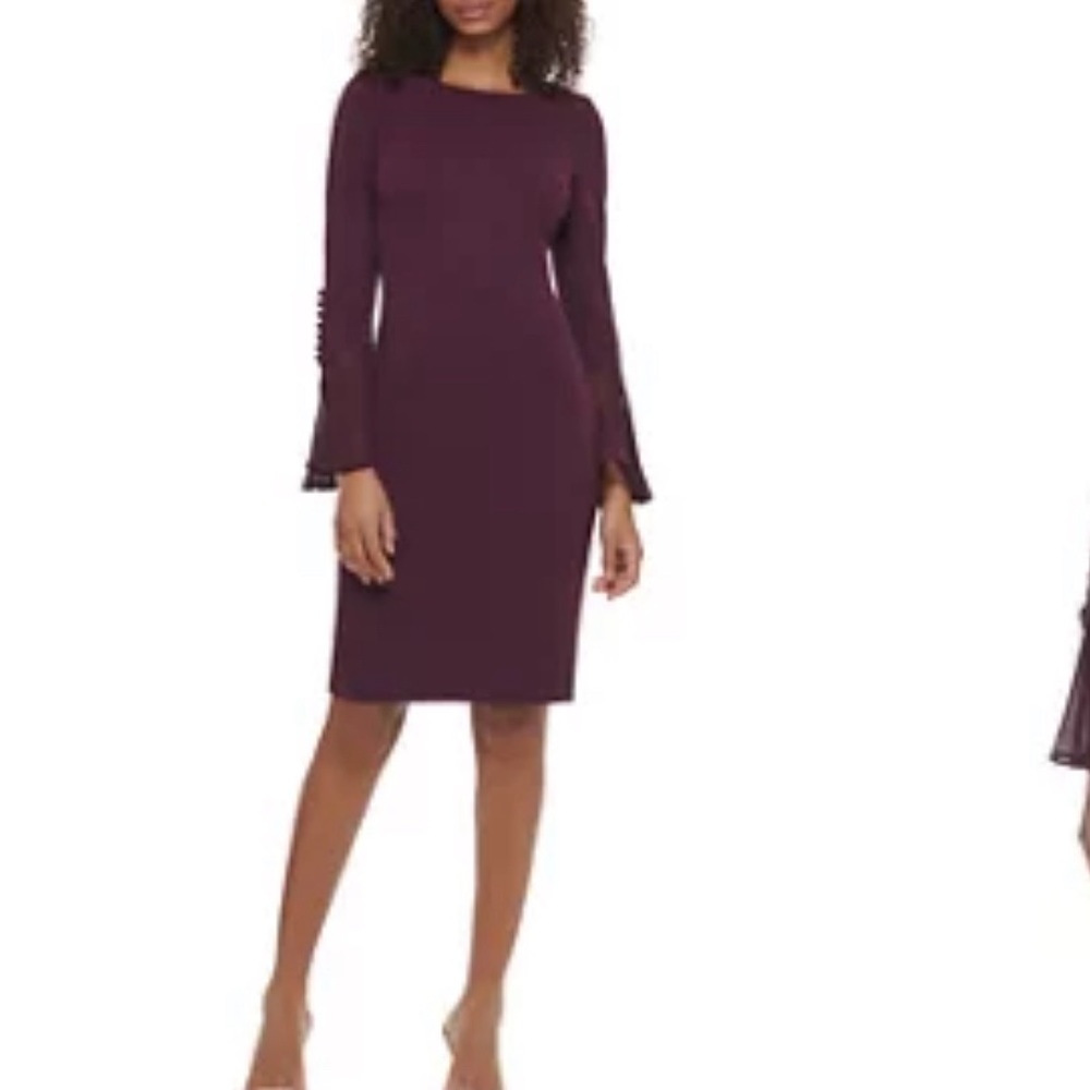 Calvin Klein
Women's Long Sleeve Boat Neck Flare Sleeve Sheath Dress